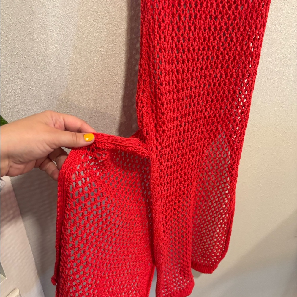 Beach Riot Holly Crochet Mesh Cover Up Dress Red Resort Vacation Swim S/M - Picture 3 of 7